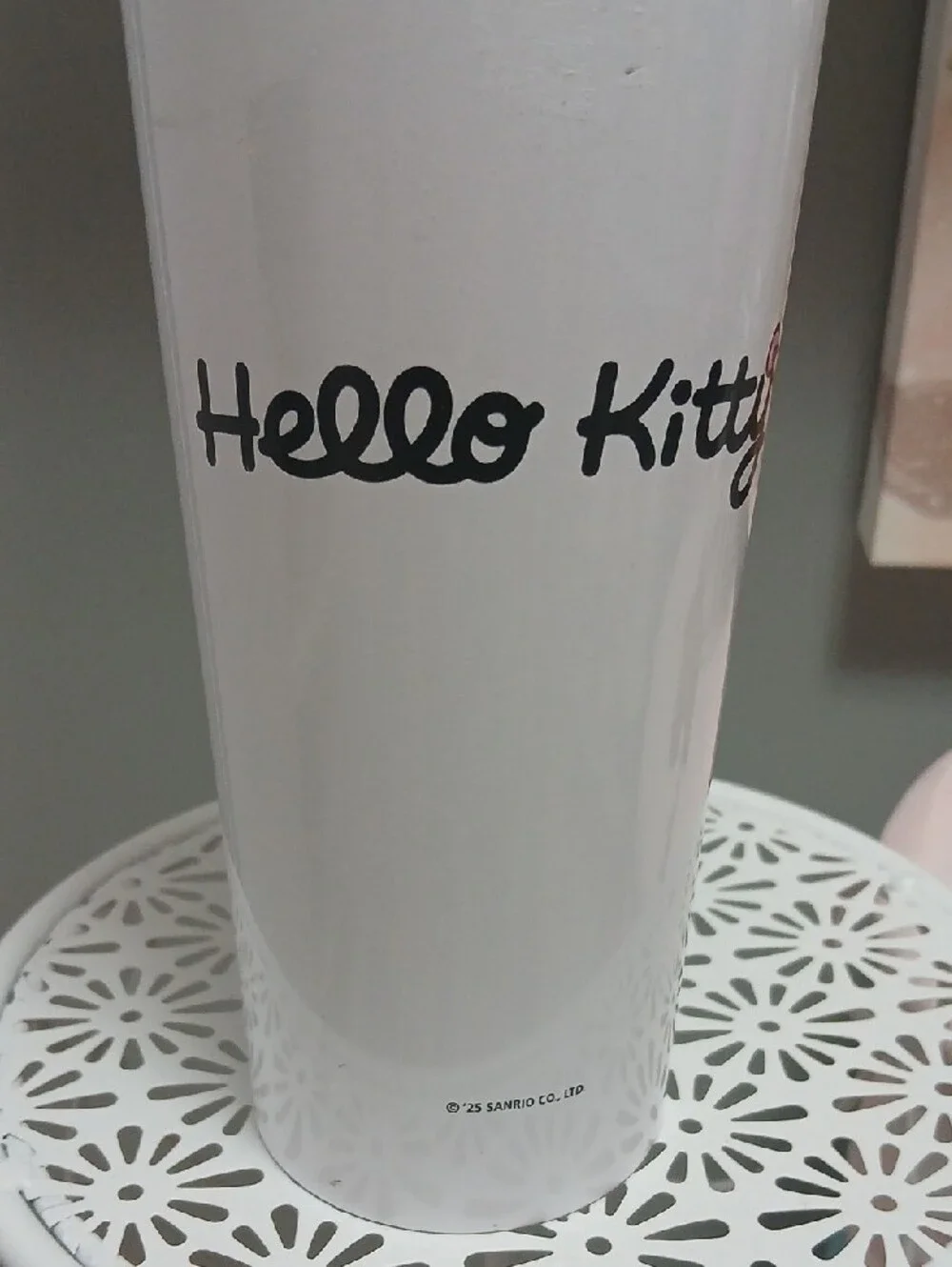 Hello Kitty White Tumbler with Pink Accents and Black Lid NWT